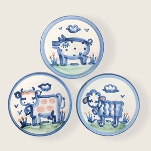 Set of three M A Hadley trivets farm animals pig lamb cow